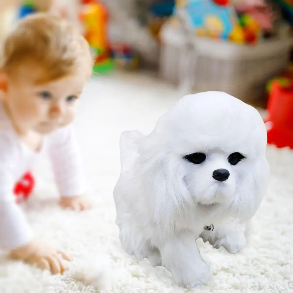 Soft Electronic Pet Dog Battery Powered Interactive Toy Figures Tail Wagging 30cm Puppy Toy for Girls Toddlers Children Boys