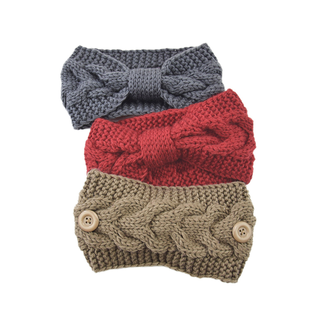 1pc Winter warmes Stirnband mit Knopf für Frauen Mädchen Kreuzknoten gestrickt Ohr wärmer Kopf bedeckung elastische Kopf wickel Haarschmuck – Detail 4