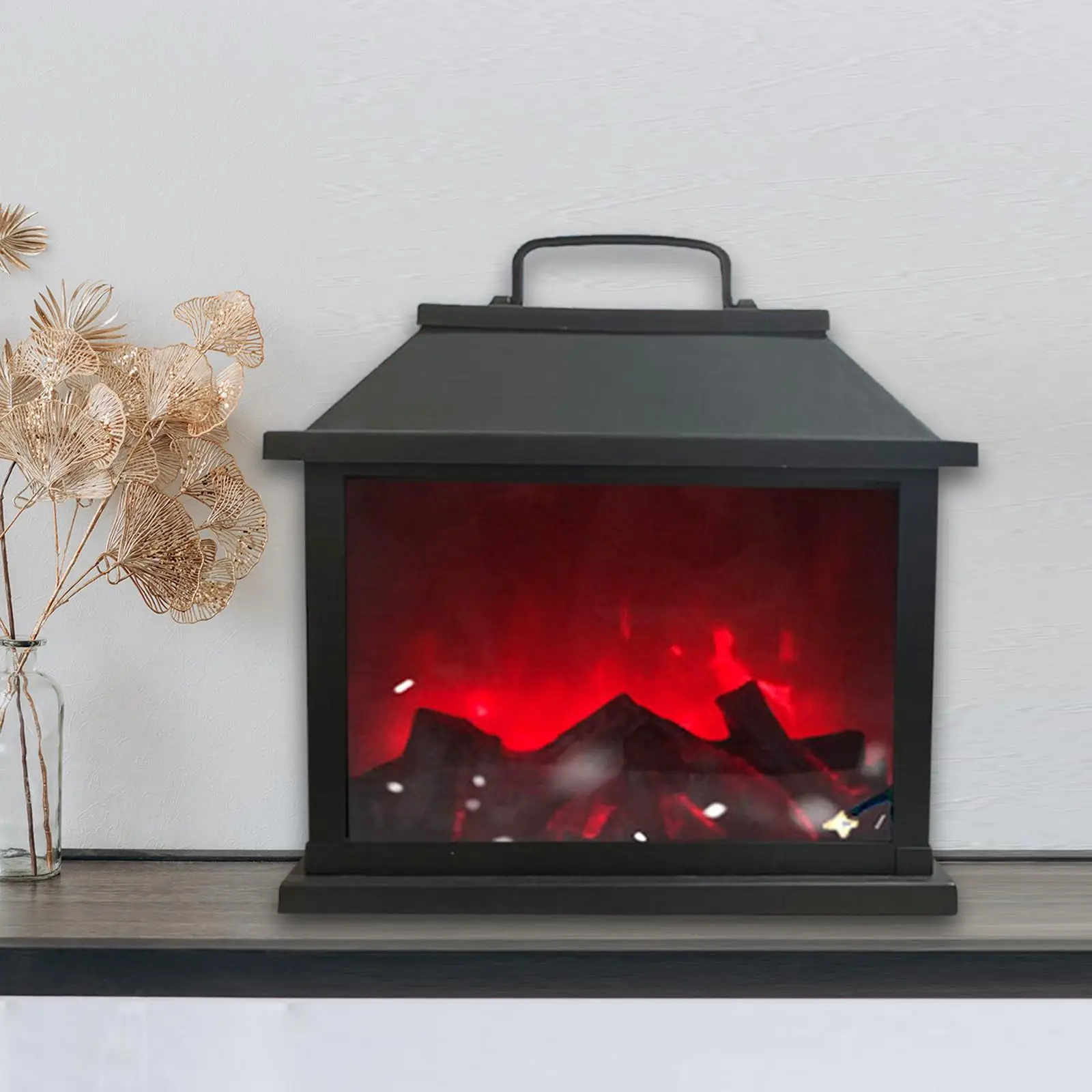 LED Fireplace Lantern Tabletop Lamp /USB Powered Home Decor