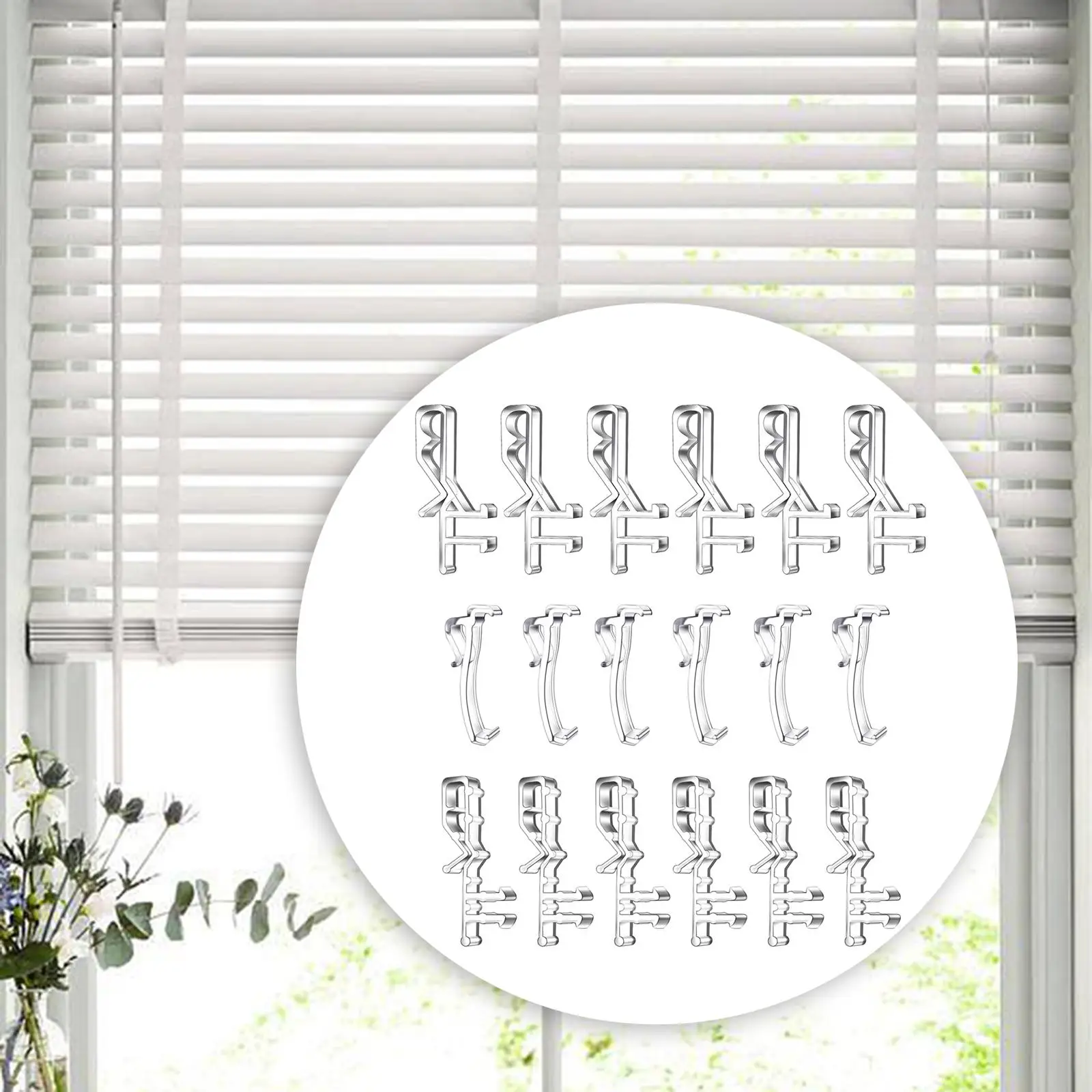 18Pcs Channel Valance Clips Window Blind Clips Blind Channel Cover Clips Valance Holder for Kitchen Office Home Bedroom Bathroom