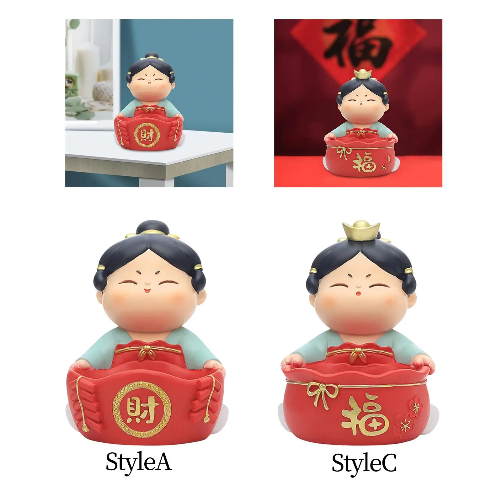 Tang Girl Figurines Statue Cosmetic Storage Tray for Apartment Decor Gift