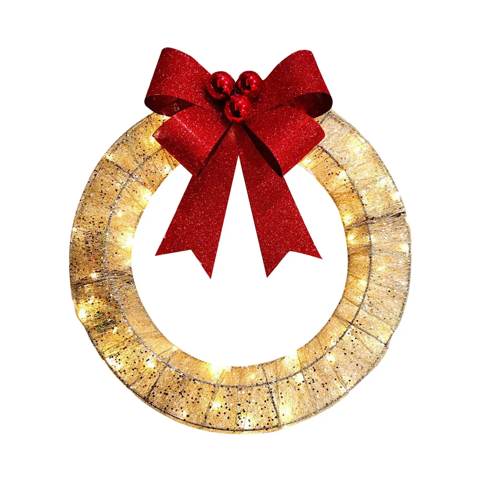 50cm Lighted Christmas Wreath Garland Door Flower Wreath Holiday Wreath for Front Door Festival Holiday Decoration