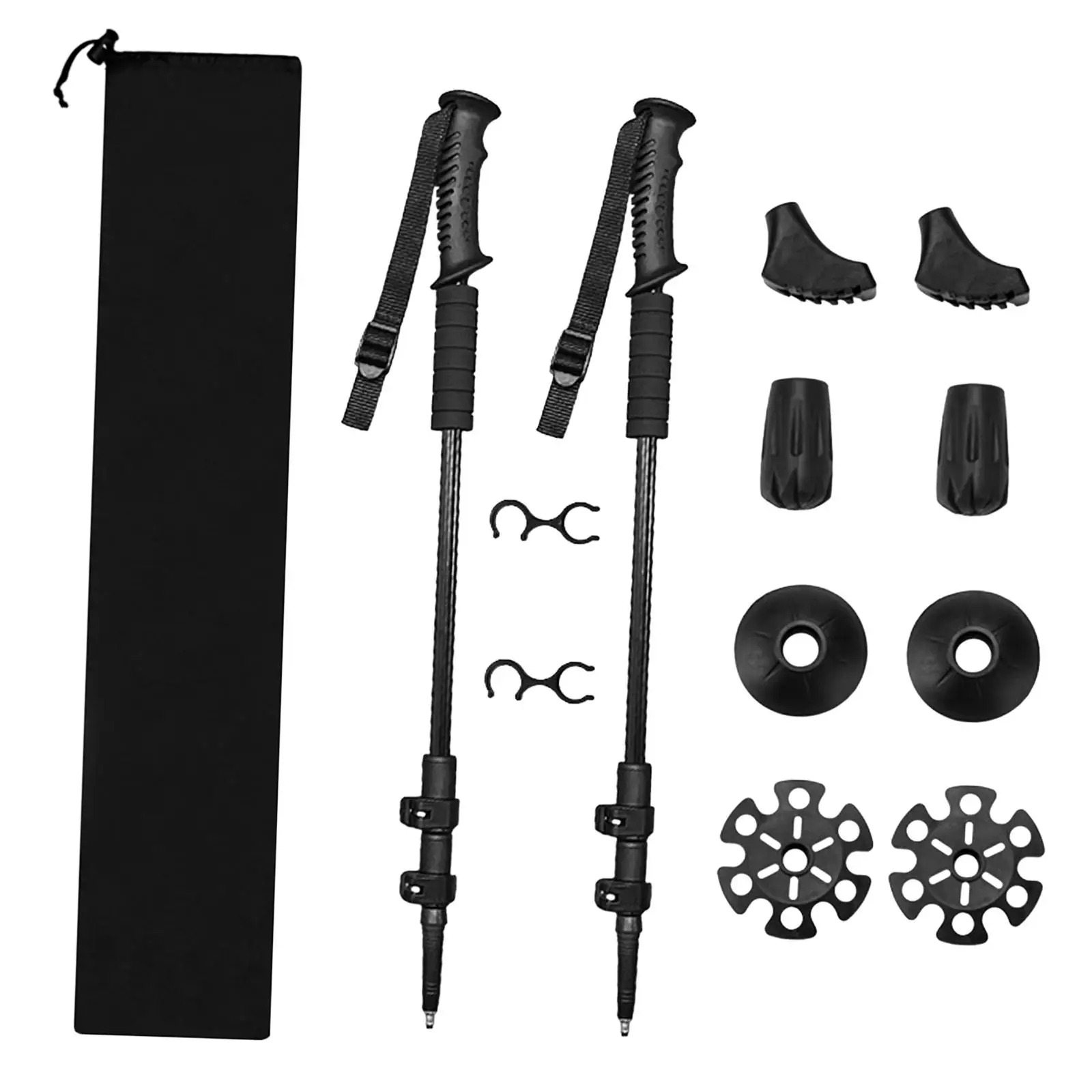 2x Mountain Trekking Poles Telescoping Lock Stick for Walkers Hiking