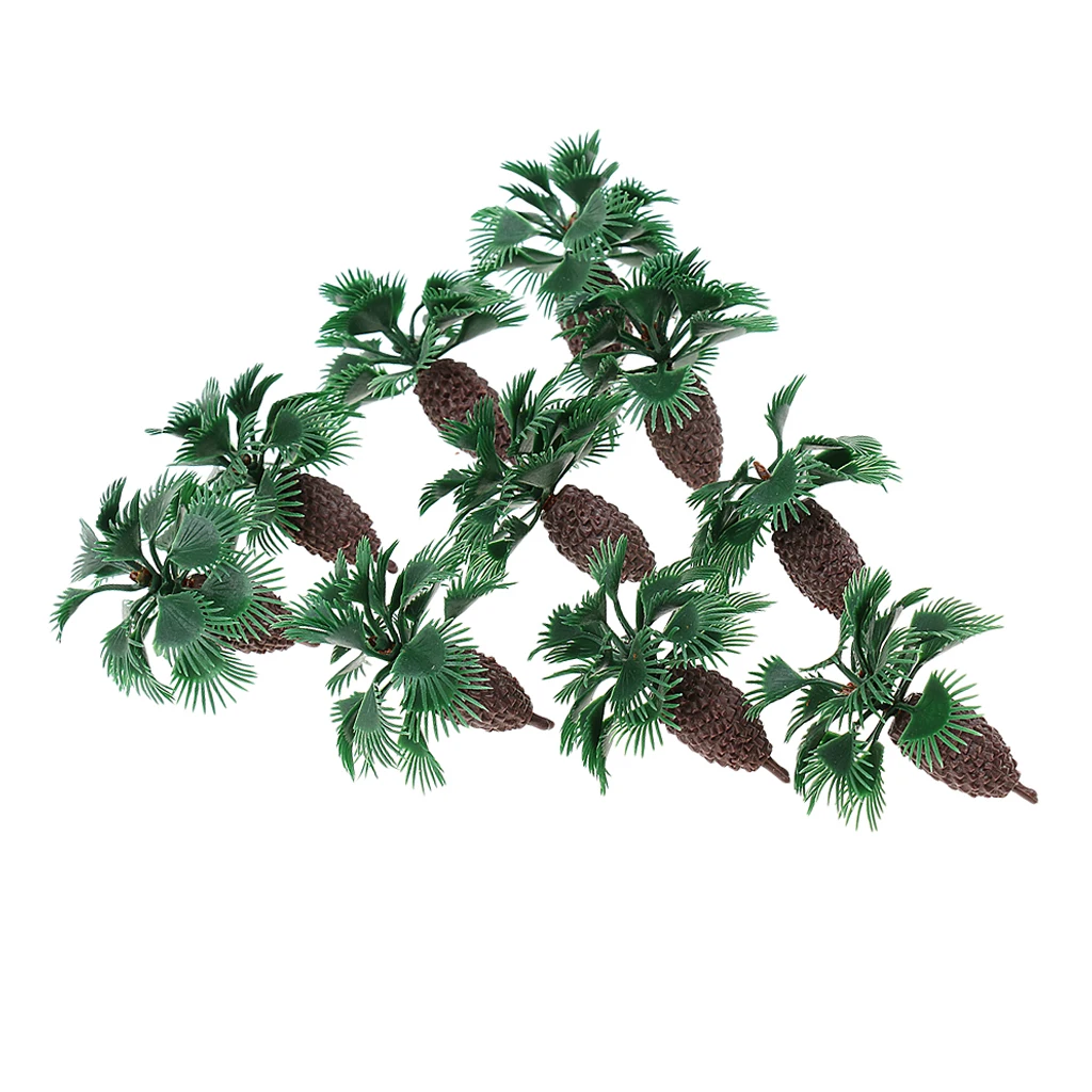 MagiDeal 10Pcs Plastic Palm Tree Model Train Track Street Railway Park Garden Scenery Miniature Scene Model Building Prop 5cm