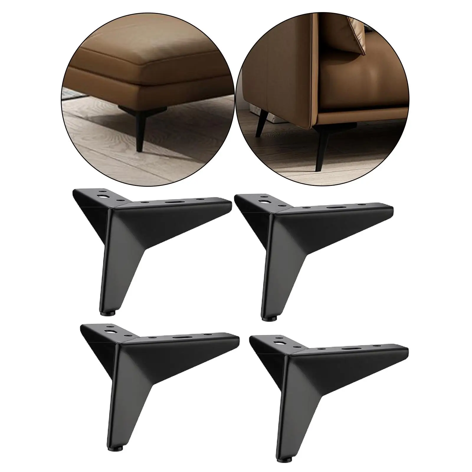 4-Pack Iron Triangle Furniture Legs Replacement Legs Modern Style Loveseat Couch Leg for Chair Desk, TV Cupboard, Coffee Table,