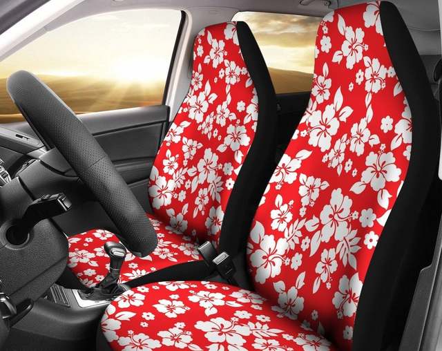 Housse pour siege de voiture grise motif bouquet de fleur en couleur