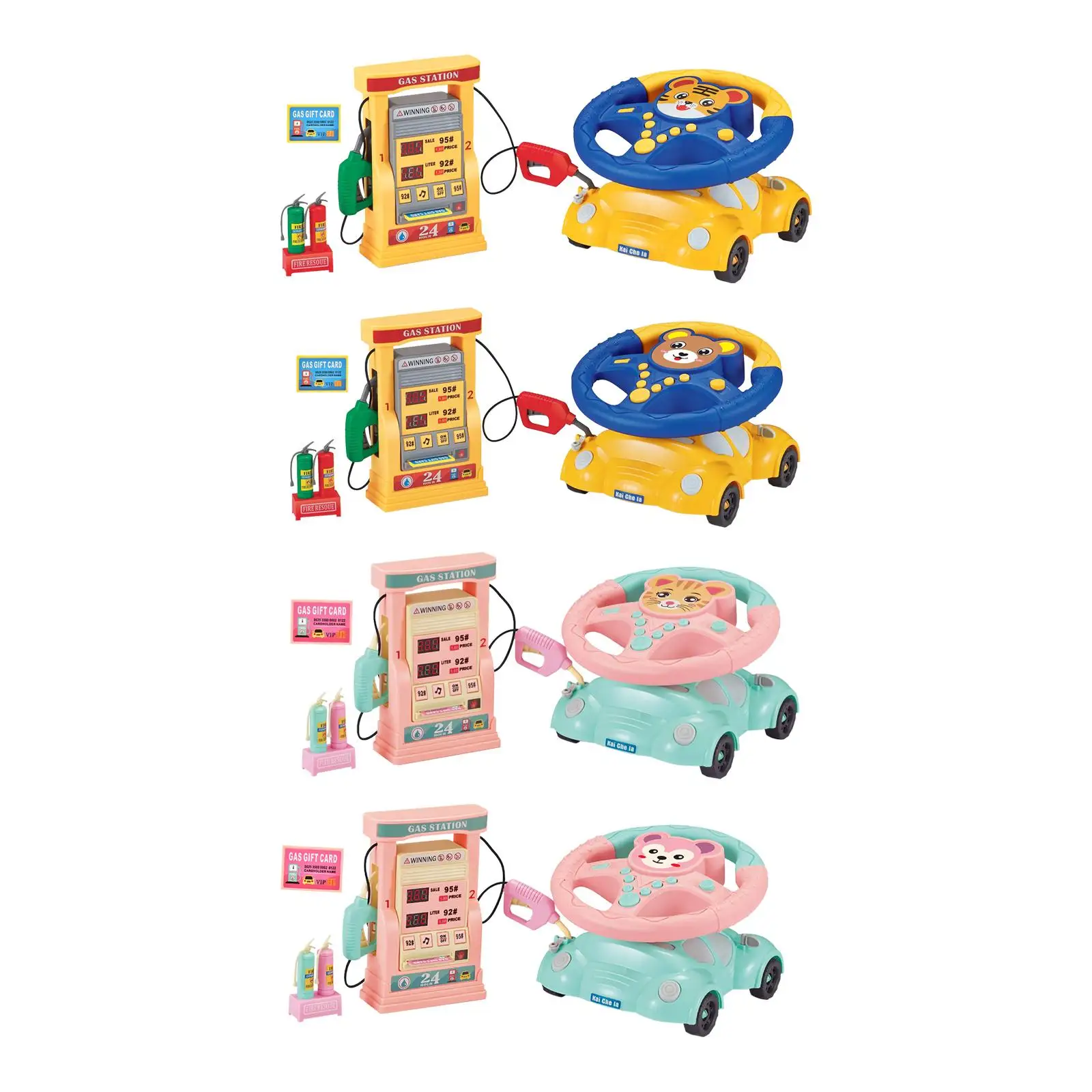 Simulation Gas Station Toy Pretend Play Hand Eye Coordination Steering Wheel Toy for Creative Gifts