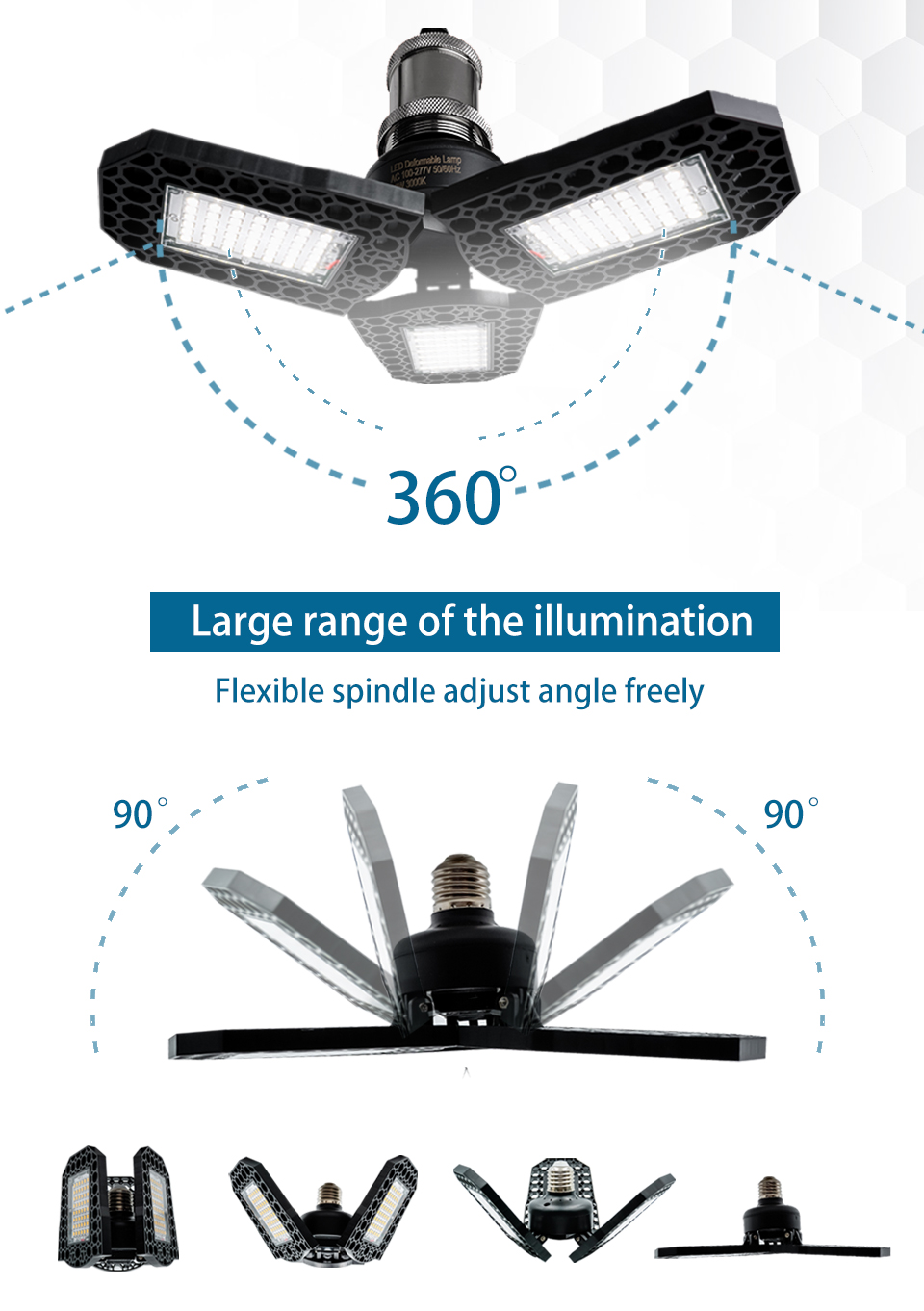 1/2pcs LED Deformable Bulb E27 Led Lamp Super Bright 40W 60W 80W Garage Light AC 85-265V Deform Light for Warehouse Factory Gym