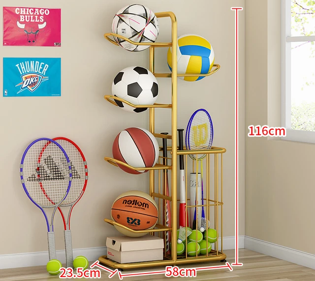 Support de rangement d'écran de basketball en métal rugby étagère porte-ball  économiseur d'espace