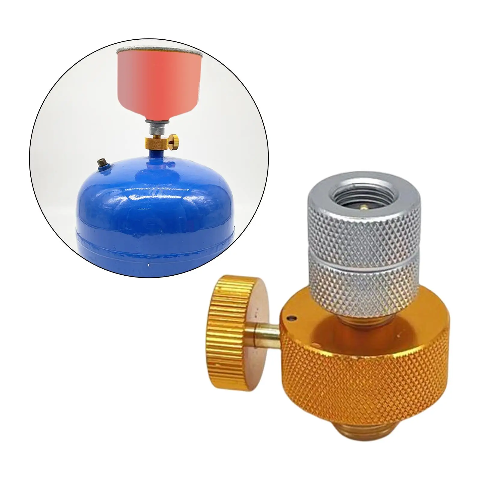 Portable Gas Tank Adapter Connector Gas Filling Adapter Cylinder Split Type for Camping Fuel Tank Canister Filling BBQ