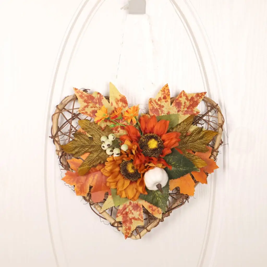 Artificial Flowers Fall Wreath Maple Leaves Embellishment For Wall Door Hanging Thanksgiving Wreaths