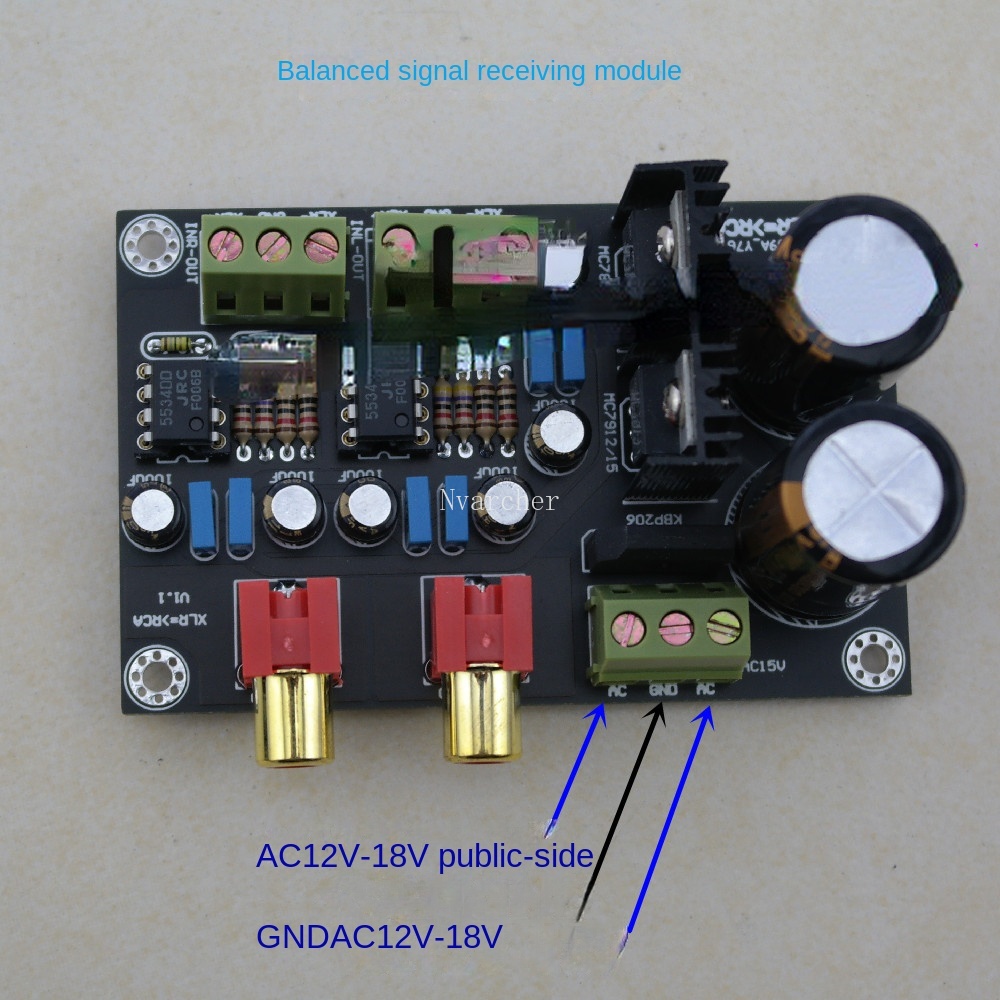 XLR Canon Balance Signal Receber Módulo, RCA