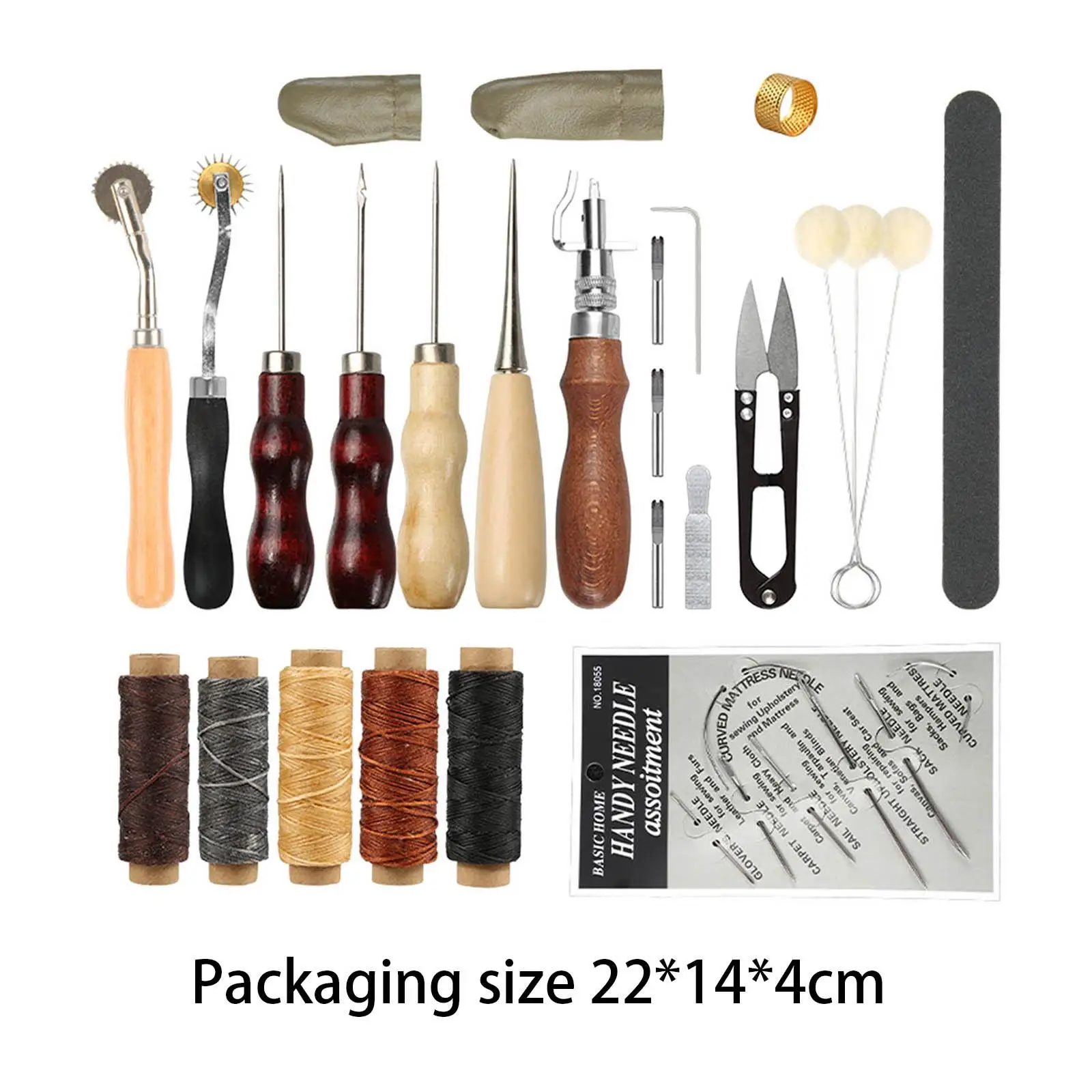 Leather Working Tools Set with 5 Color Waxed Thread Practical DIY Leather Crafting Tools and Supplies for Leather Craft Making