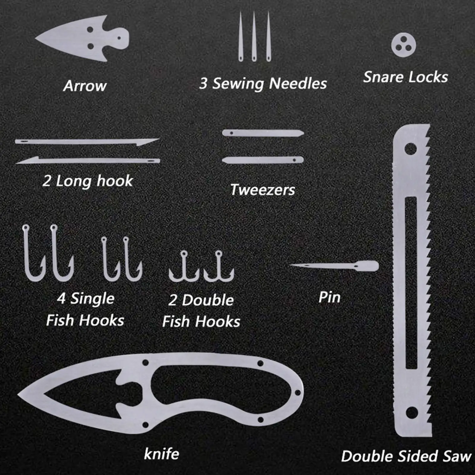 Multifunctional Fishing Multitool Gear Supply Fishhook Card for Outdoor, Camping, Emergency
