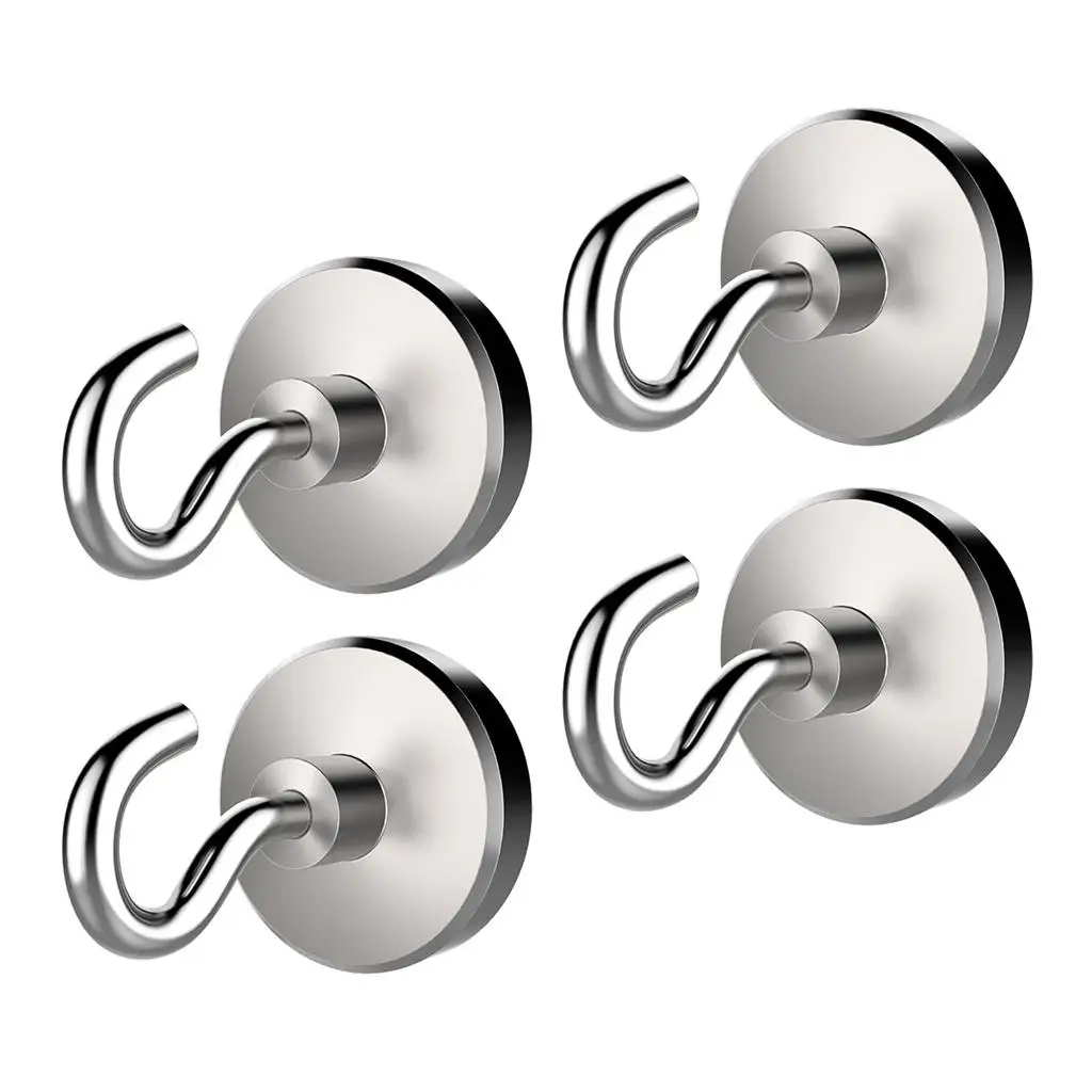 13X 4pcs Magnetic Hooks Hangers for Bathroom Kitchen Bedroom Garage 16mm Base