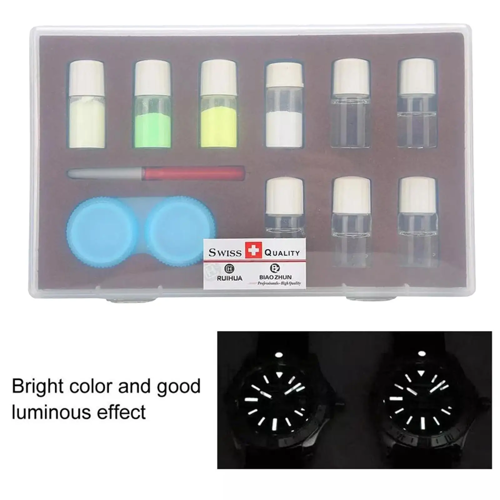 4 Color Luminous Powder Kit Mixing Liquid Set Watch Part Repair Tool New