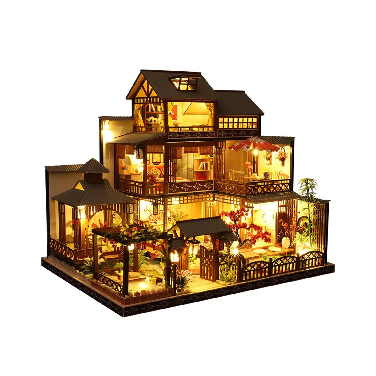Diy Dollhouses Miniature with Wooden Furniture Handmade for Kids Teens Adults