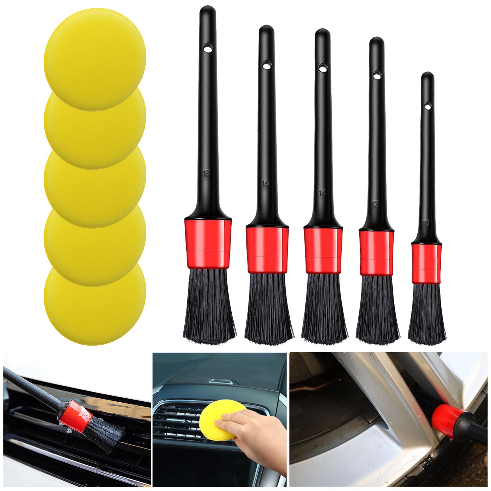 5 Pieces Auto Detailing Brush Set Detail Cleaner Brushes Fit for Motorcycle Cleaning Engine