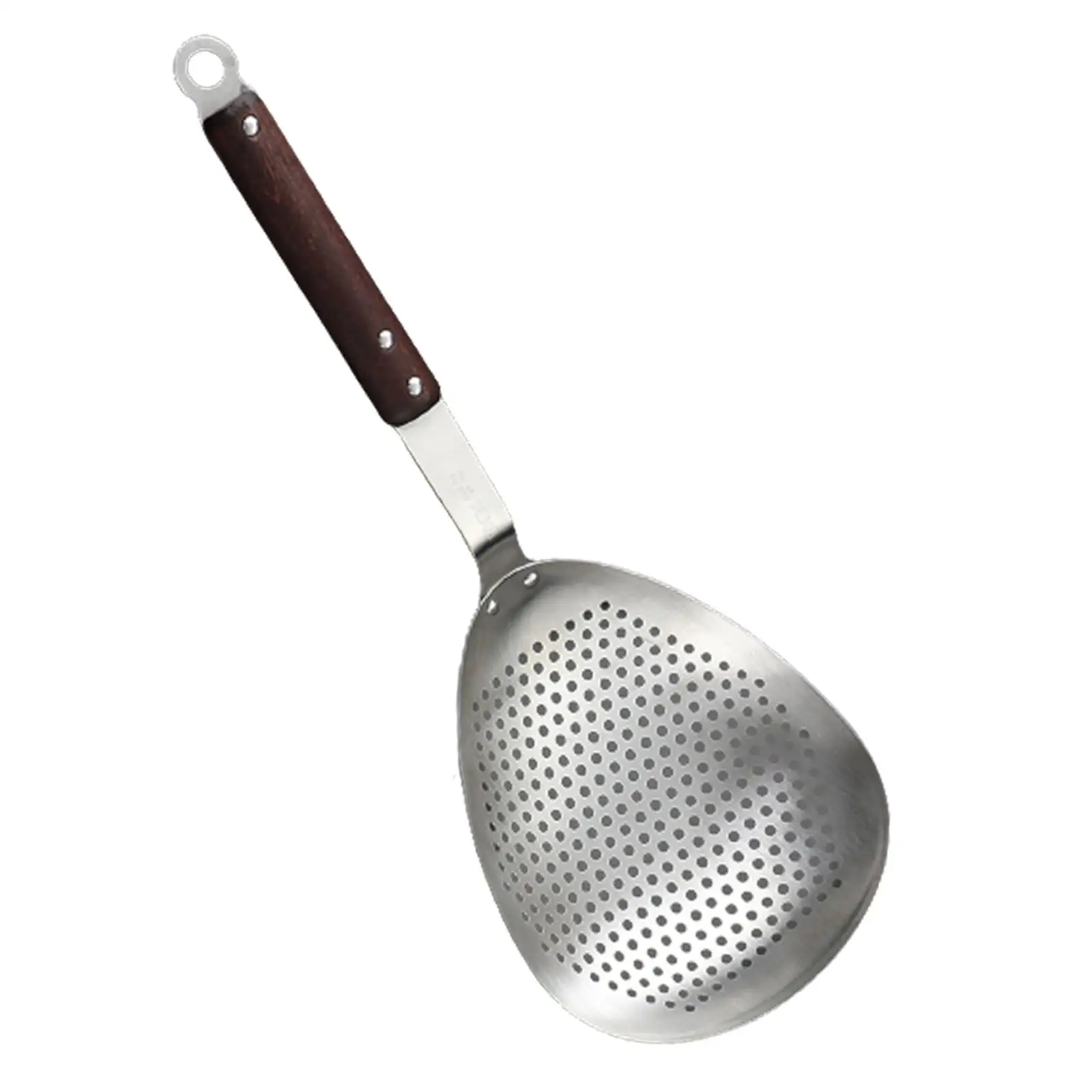 Professional Skimmer Slotted Spoon with Wooden Handle Comfortable Grip Cooking Colander Spoon for Pasta Frying Dumpling Noodles