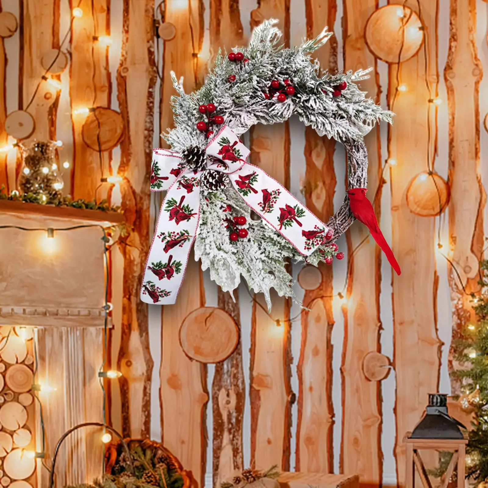 Artificial Xmas Wreath Hanging Autumn Garland for Christmas Fireplace Party