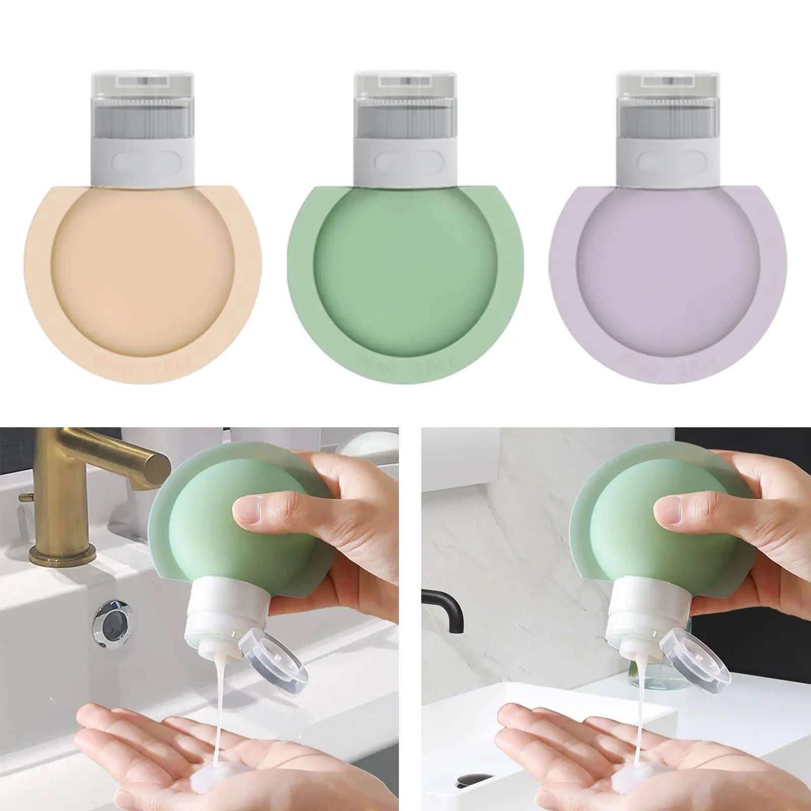 3x Travel Bottles for Toiletries Travel Containers for Body Wash Conditioner