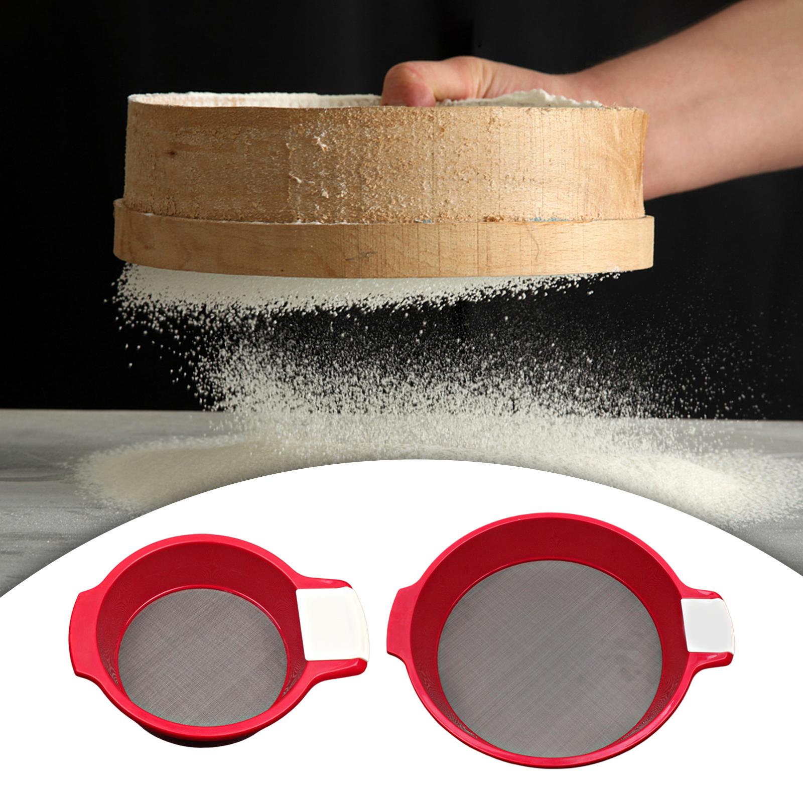Flour Sifter with Double Handle ABS Plastic Mesh Filter Flour Sieve Mesh for Coffee, Flour, Sugar, Spices, Cocoa Powder Baking