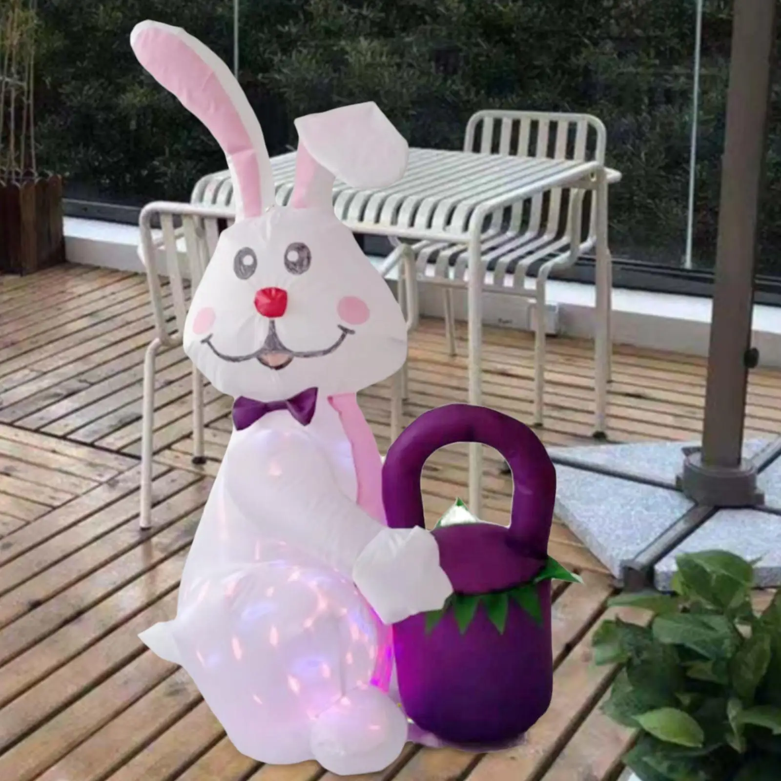 Cute LED Light Easter Inflatable Decorations Rabbit Inflatable Toys Rabbit Ornament for Home Patio Holiday Garden Decor