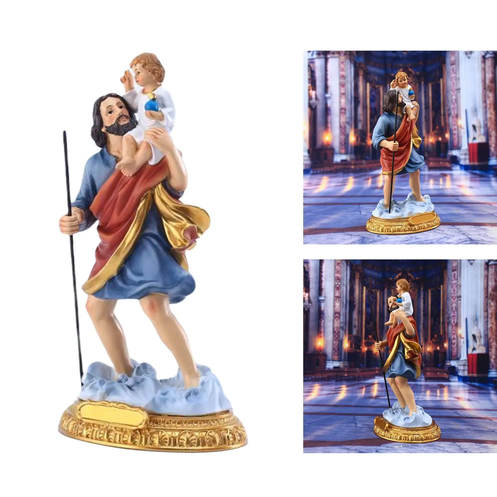 Resin ST. Joseph with Child Jesus Statues Religious Decor Church Ornament for Church Table Living Room Office Gifts