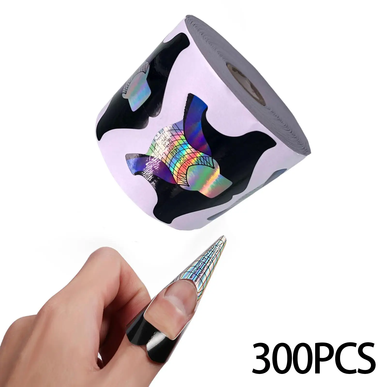 300 Pieces Nail Forms for Acrylic Nails Nail Extension Paper Forms for Salon DIY Artists Beginners Nail Art Decoration