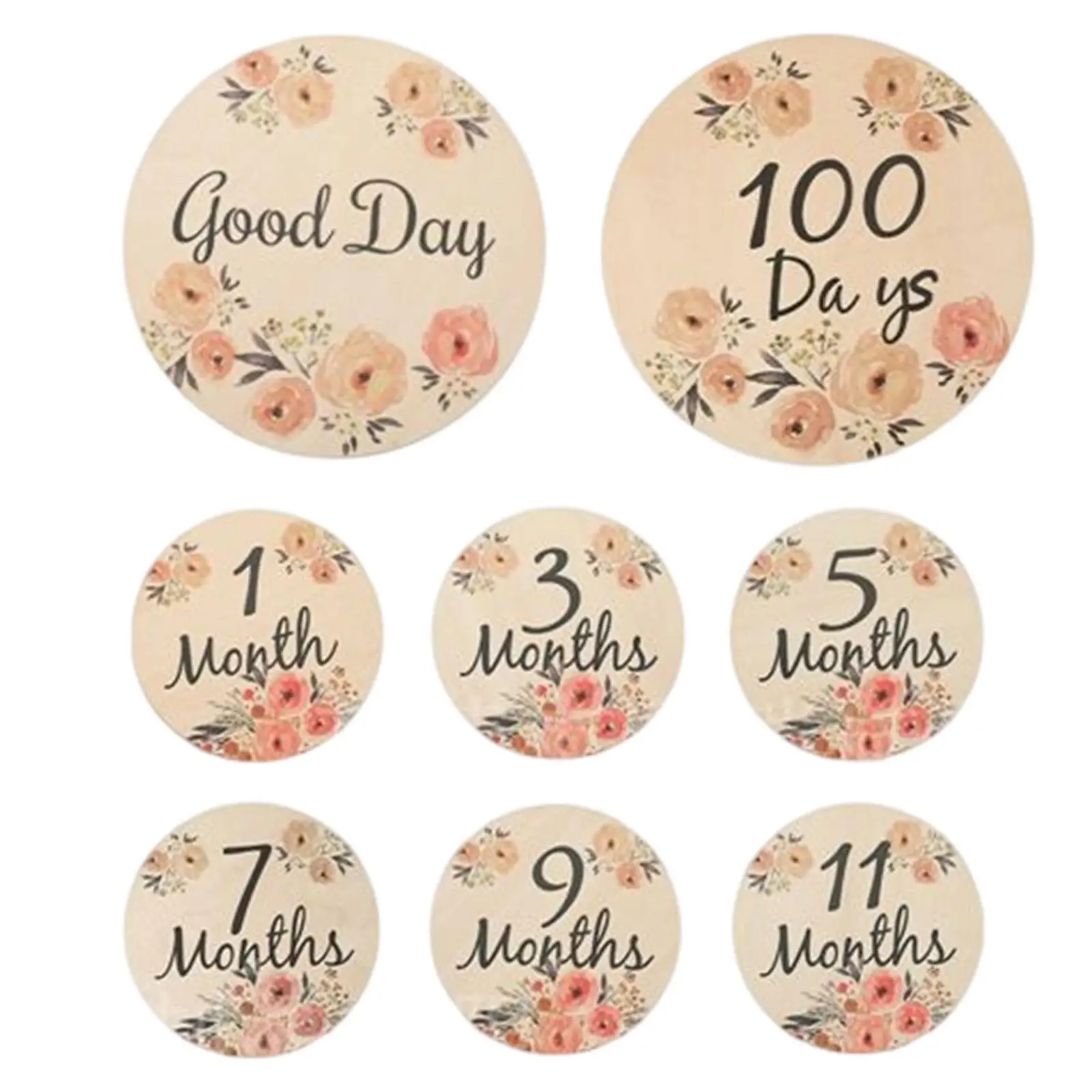 Wooden Baby Milestone Cards Newborn Photoshoot Props Engraved Discs Gifts