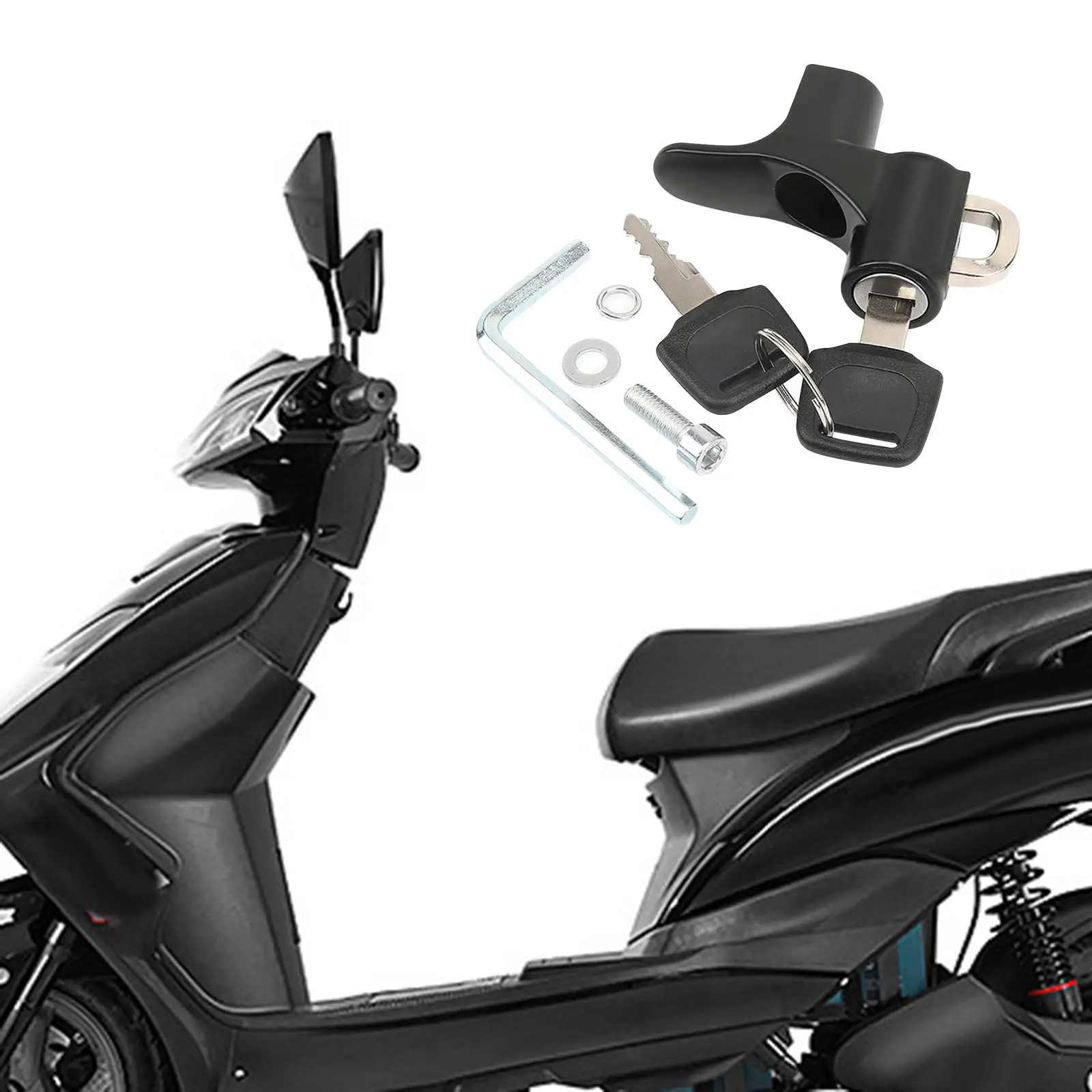 Black Motorcycle Helmet Lock for Bicycle Motorbike Scooters Street Bike