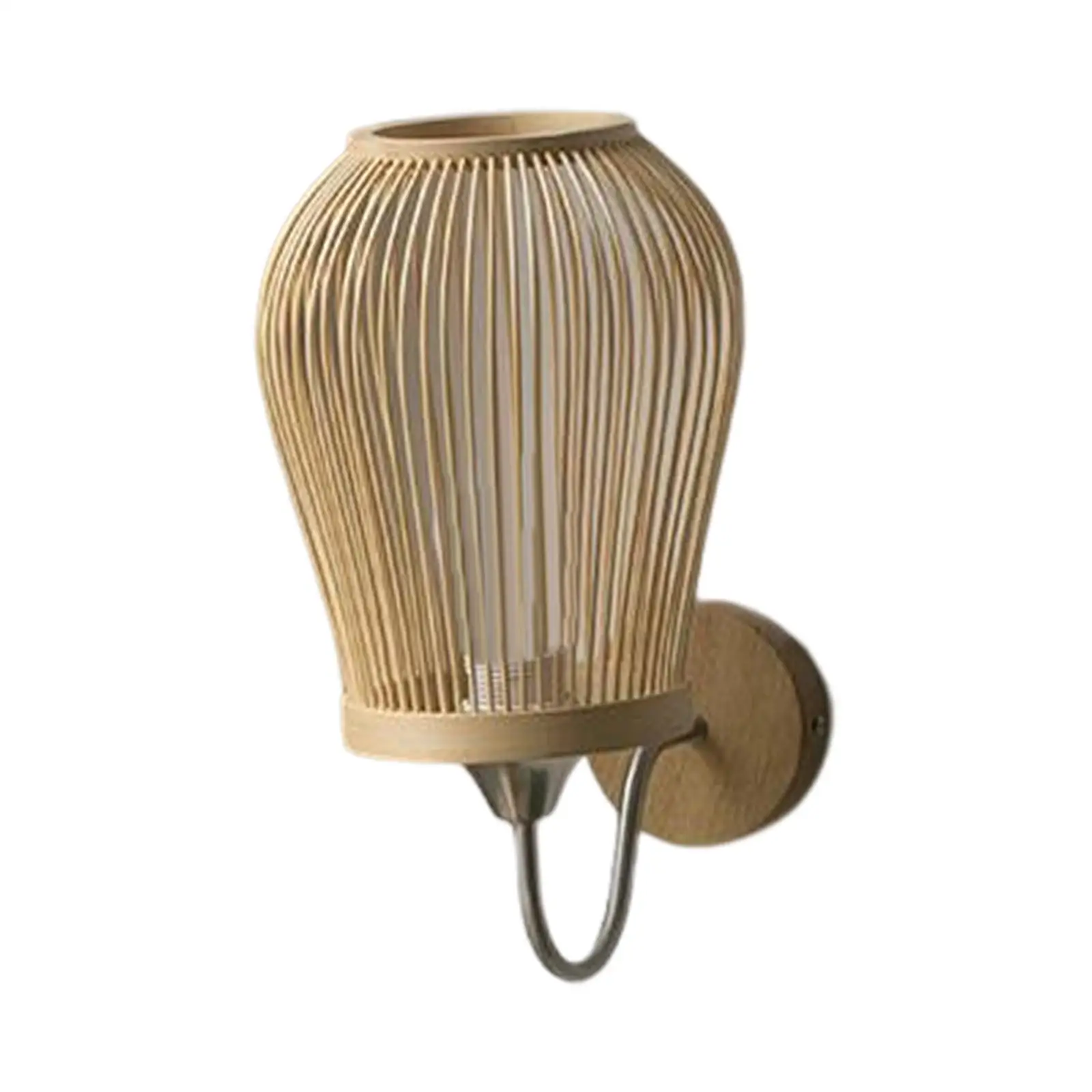 Bamboo Wall Mounted Sconce Lamp Light E27 Base Lighting Retro Style Farmhouse Decorative for Kitchen Study Home Bedroom