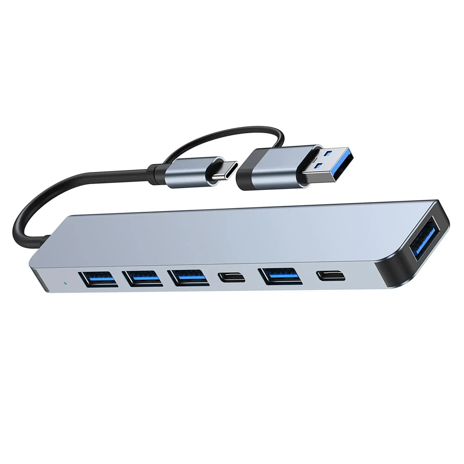 Portable USB Type C Hub Aluminum Alloy with A 5W Charging Port Docking Station Multiport Adapter Converter for Keyboard Laptop