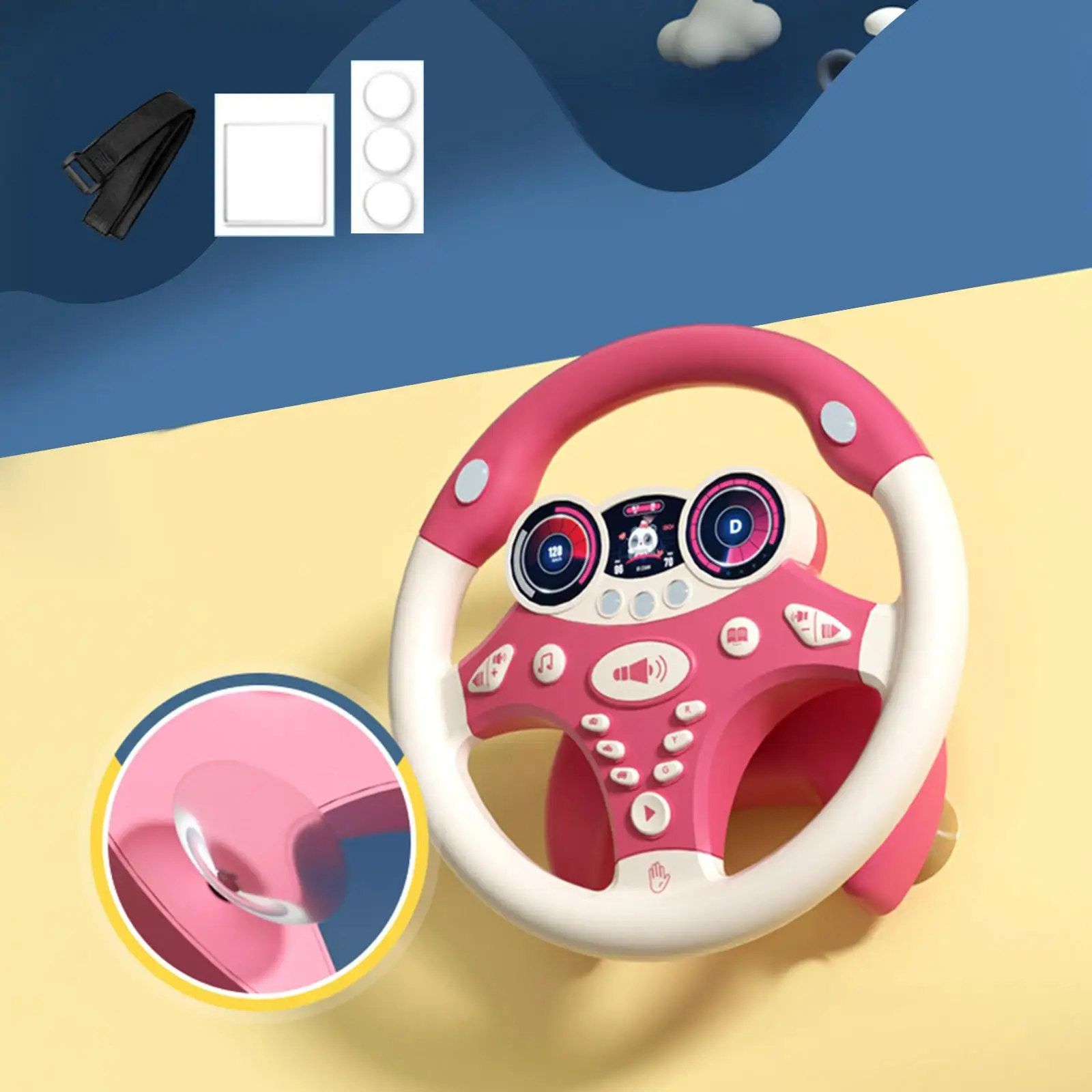 Toddlers Simulation Steering Wheel Toy Portable Pretend Play Toy for Kids