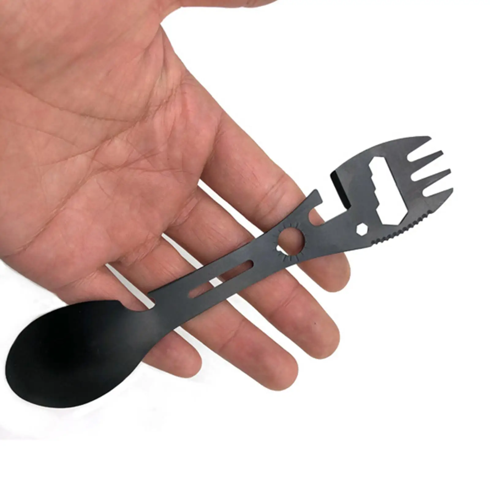 Portable Spork Spoon Can Opener Dinnerware Stainless Steel Functional Tableware