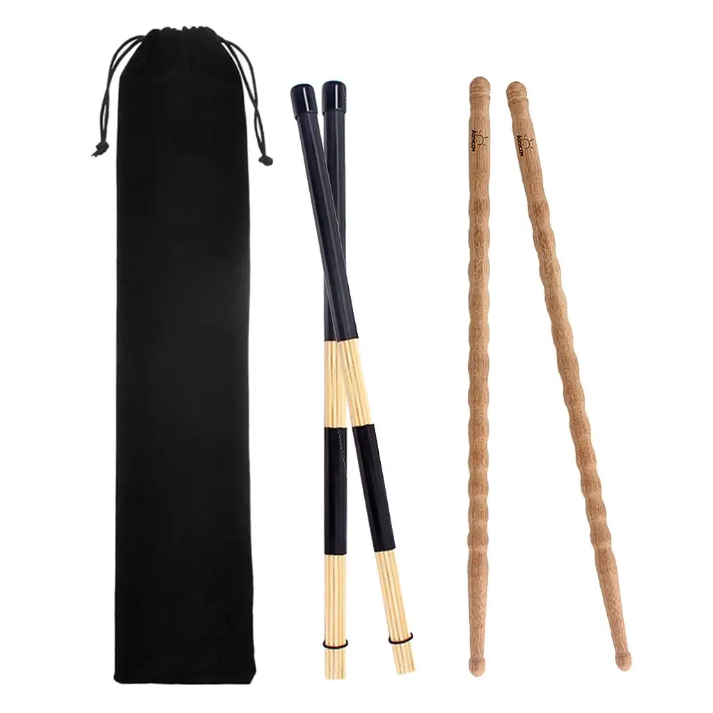 Wooden 5A Drumsticks & Rod Brush Sticks Drum Accessories Parts