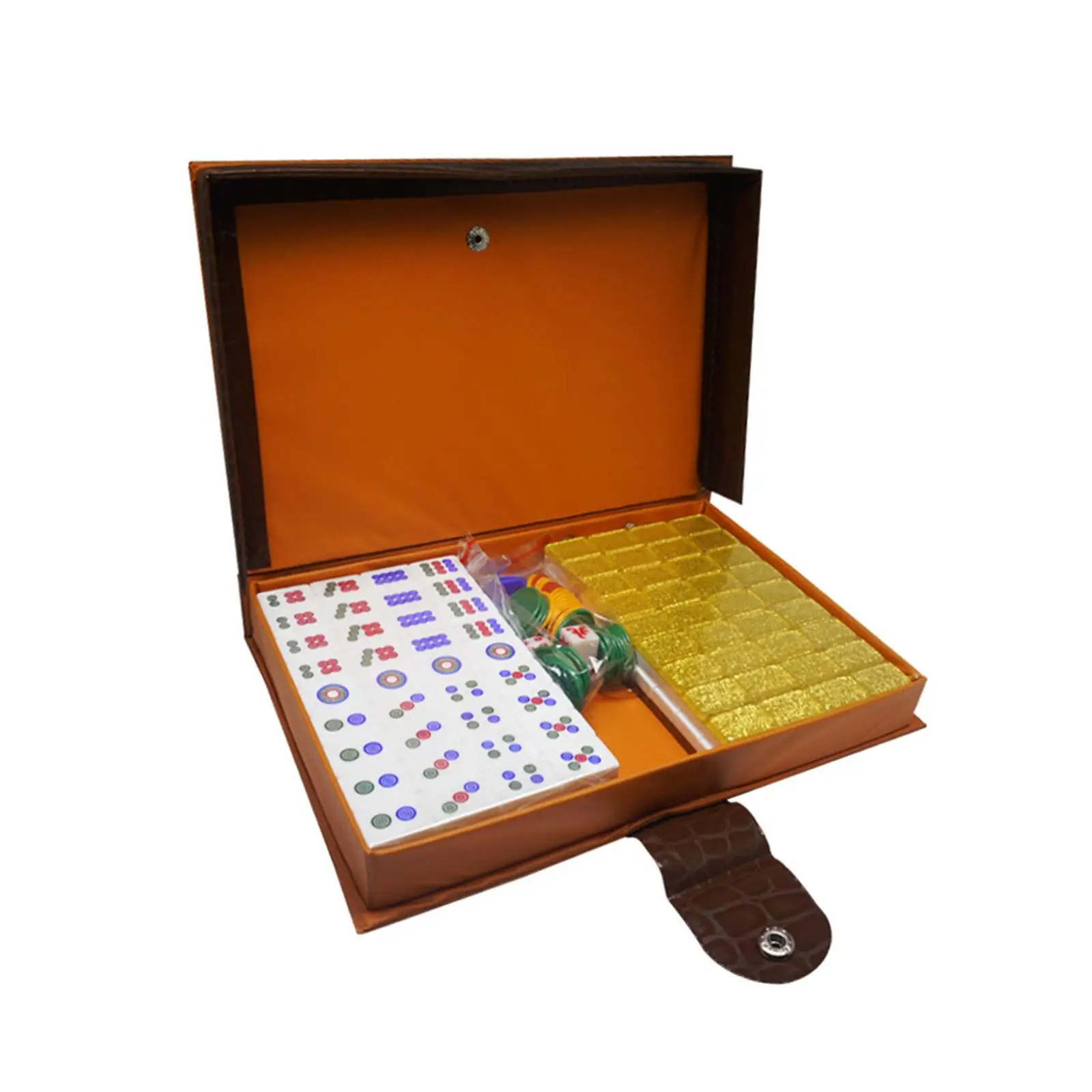 Mini Chinese Guangdong Mahjong Set with Carry Case Acrylic Easy to Read mAh Jongg for Game Nights Gatherings Leisure Party Home