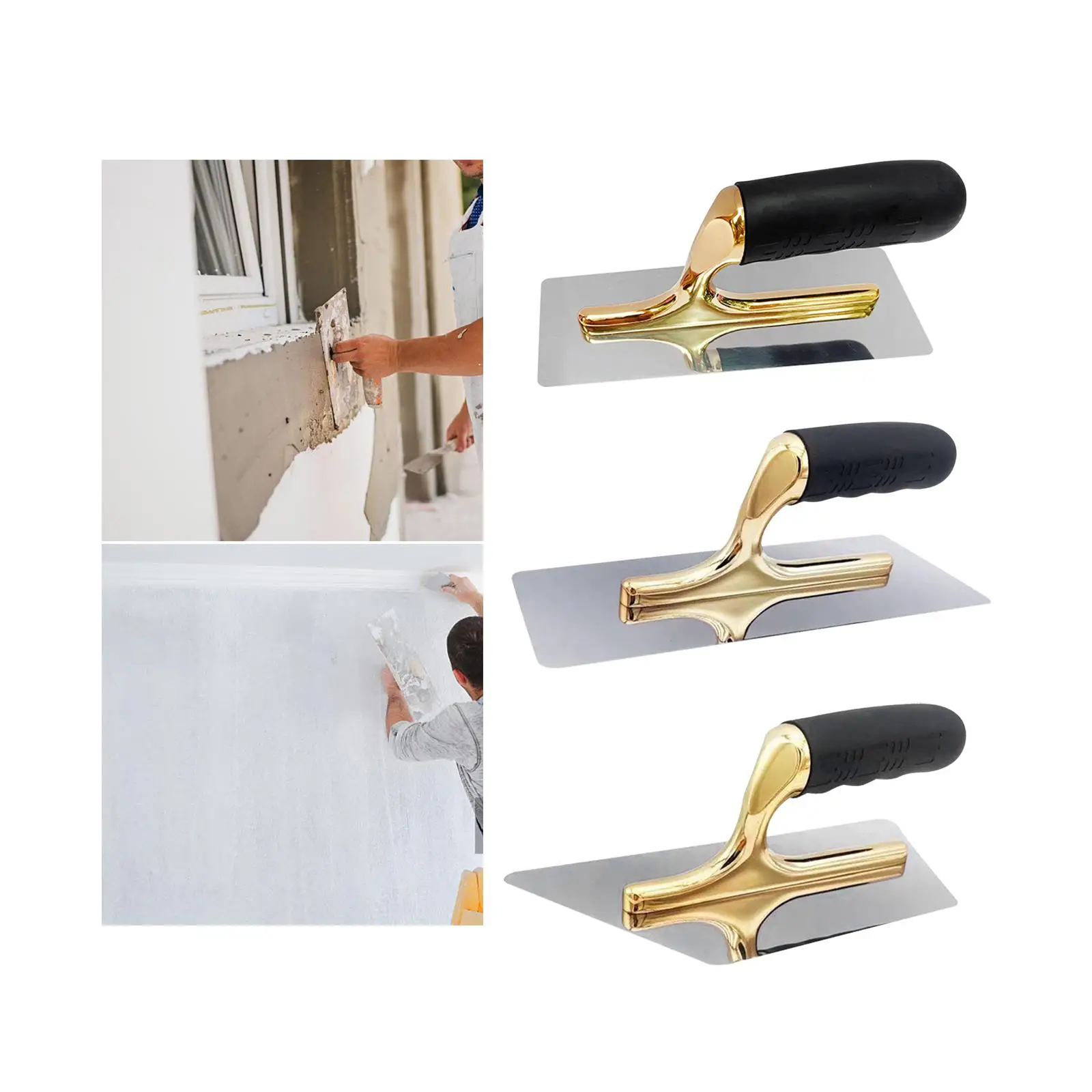 Plastering Trowel Stainless Steel Soft Handle Plaster Cement Putty Scraper Drywall Trowels for Wall Decoration Stucco Cement