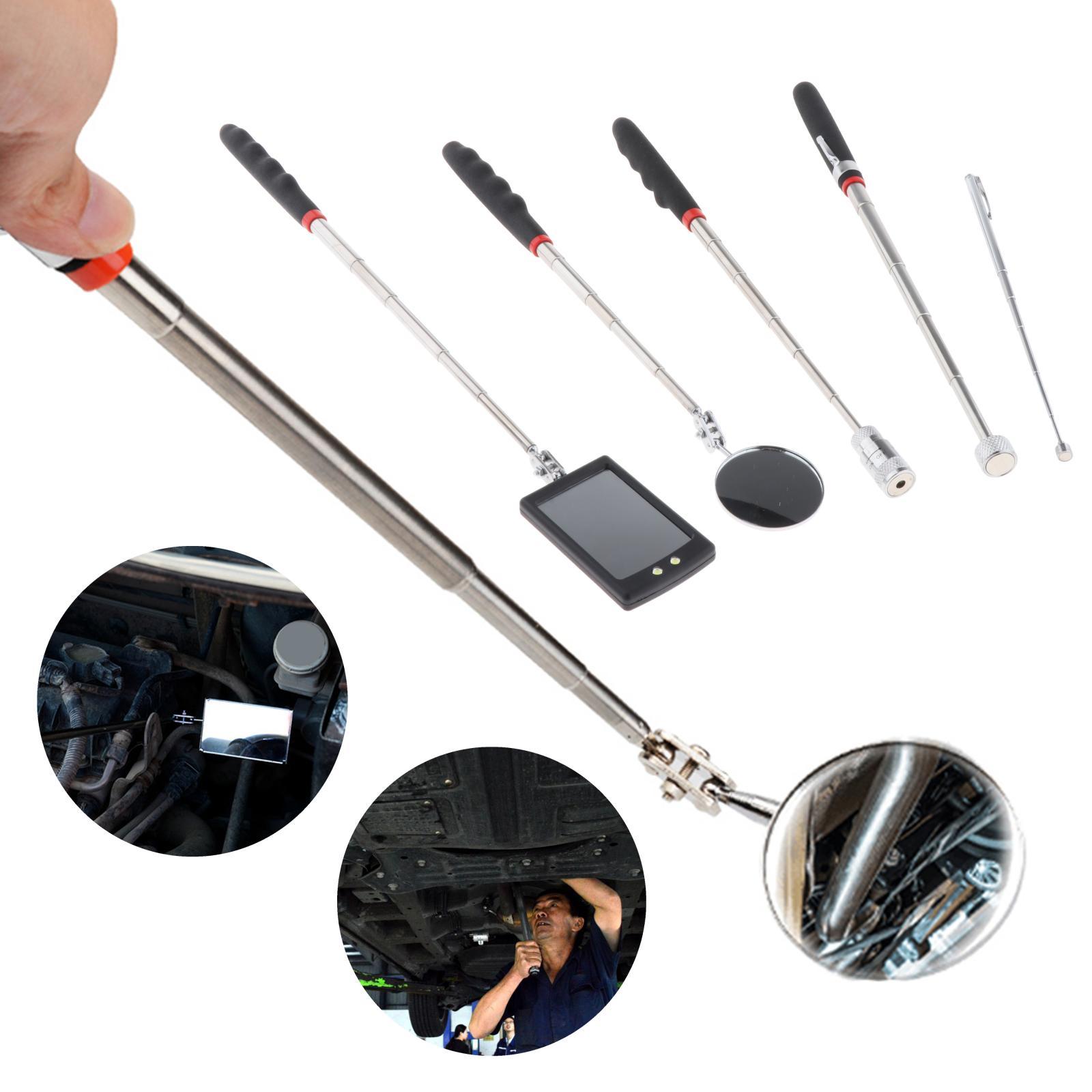 Magnetic Telescoping Pick-Up Tool Kit with Pick up Rod Telescopic Fits for Car Maintenance - 5 Pieces 