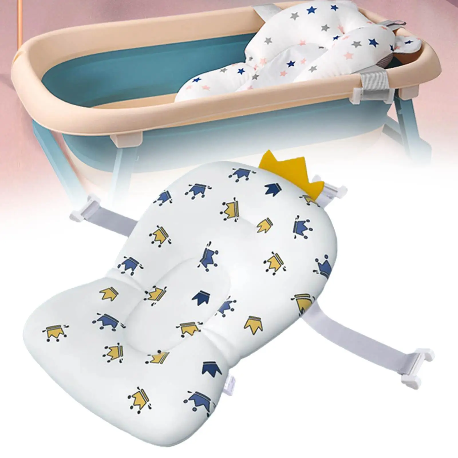 Baby Bath Cushion Pad Babies Safety Shower Mat Infant Bath Supporter Net