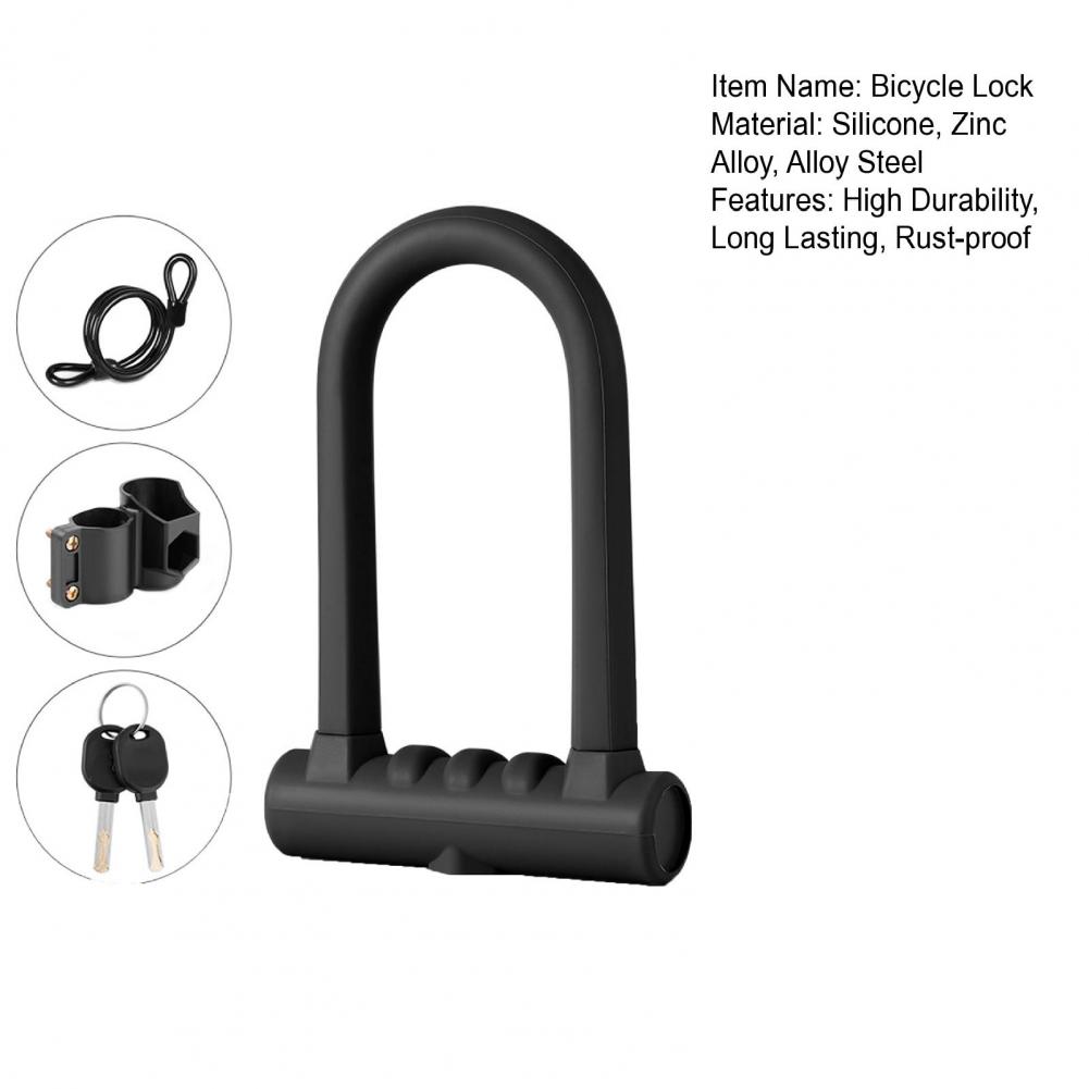 Title 14, Bicycle U Lock MTB Road Bike Padlock 2 Keys Ant...