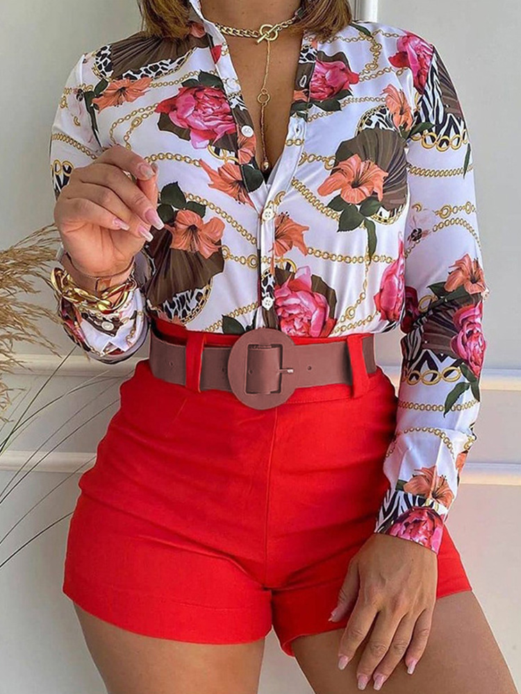 Conjunto estampado tropical de duas peças com