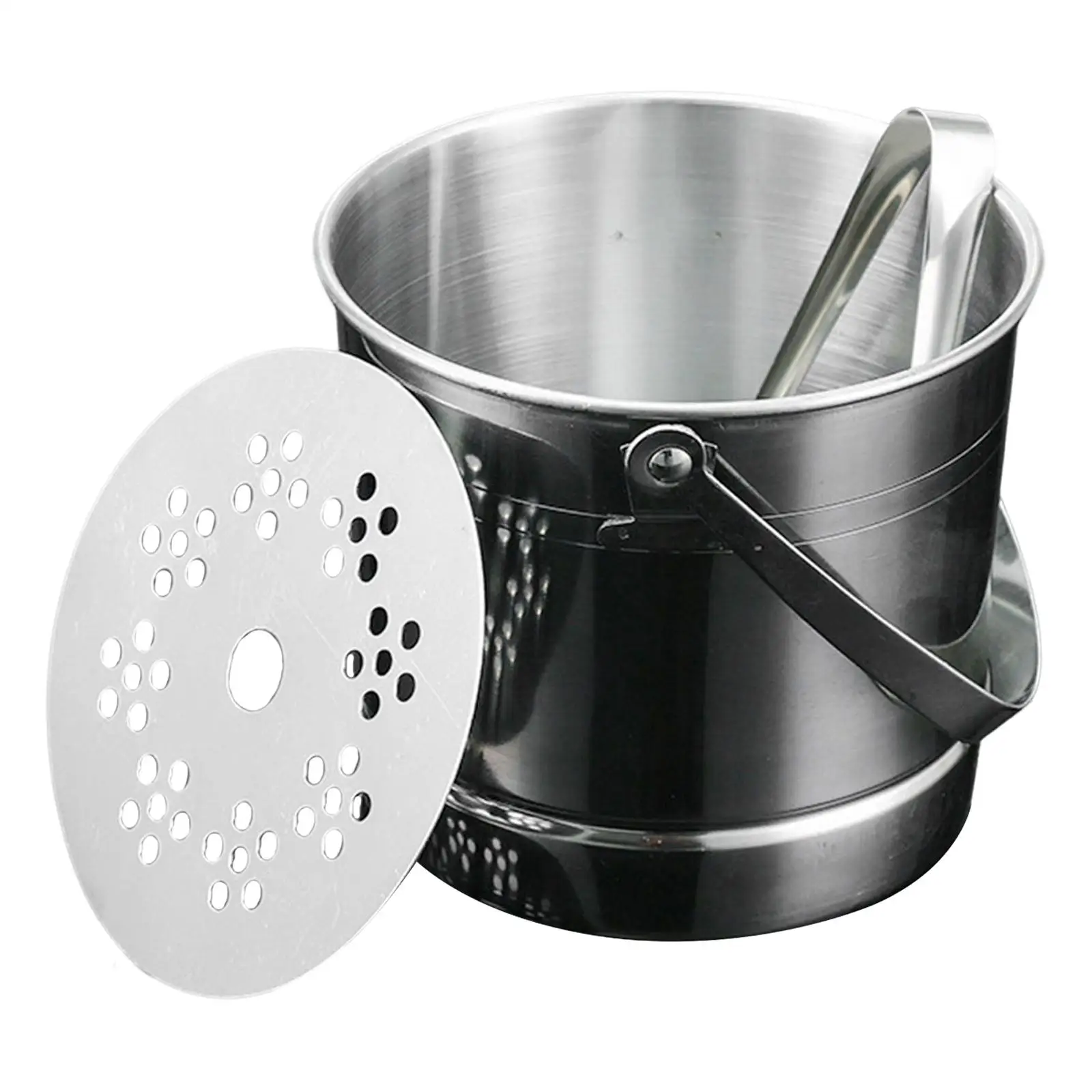 1L Stainless Steel Ice Bucket Ice Barrel with Clamp for Party Bar Height 12.5cm with Carry Handle Durable Ice Cube Container