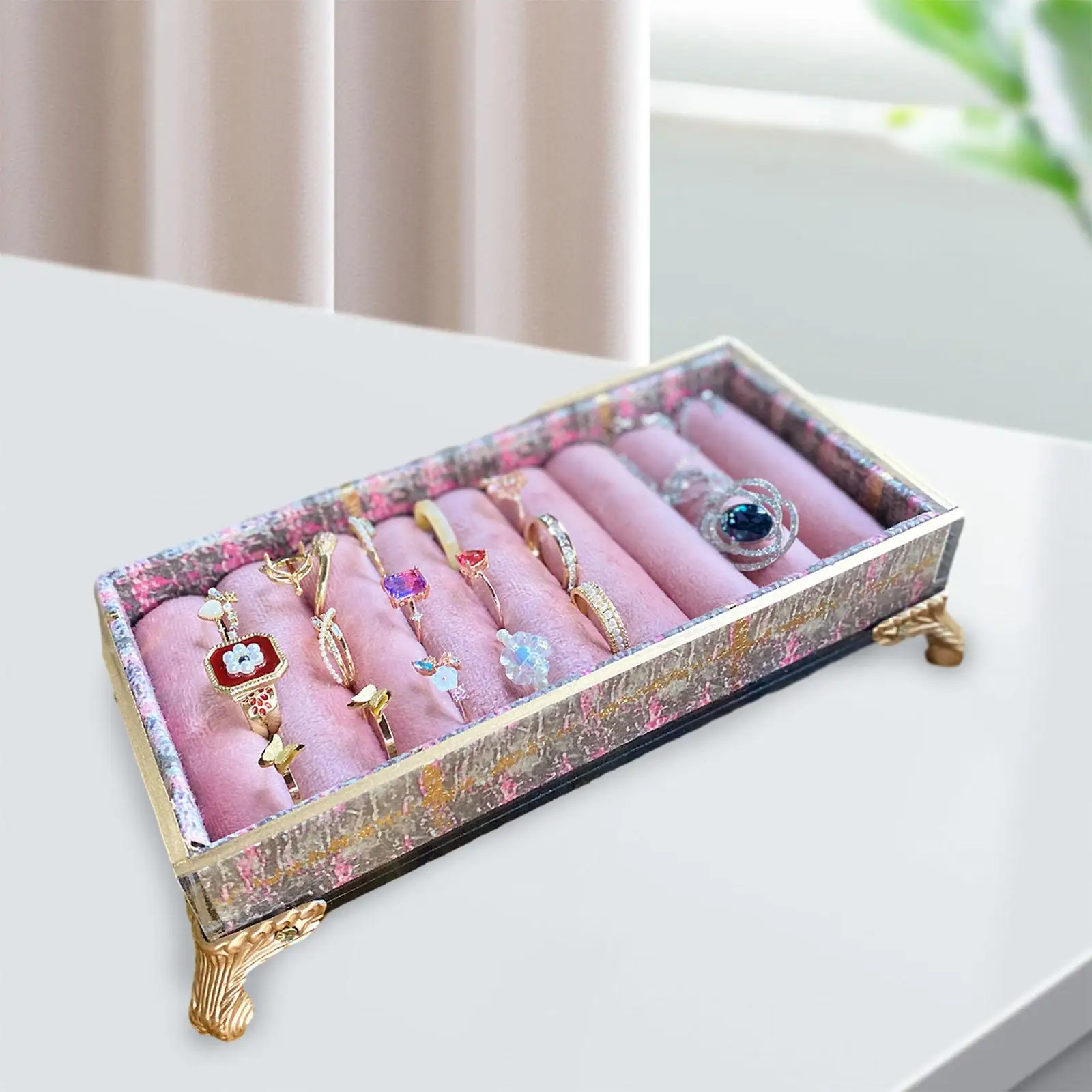 Jewelry Display Tray Bangle Bracelet Organizer 8 Lines Jewelry Holder for Gift Box Lady Dressing Table Stores Countertop Home