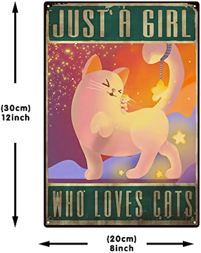 Настенный металлический постер в винтажном стиле с изображением кошки  «просто девушка, которая любит кошек», украшение для дома, спальни, клуба,  магазина, бара, кафе | AliExpress
