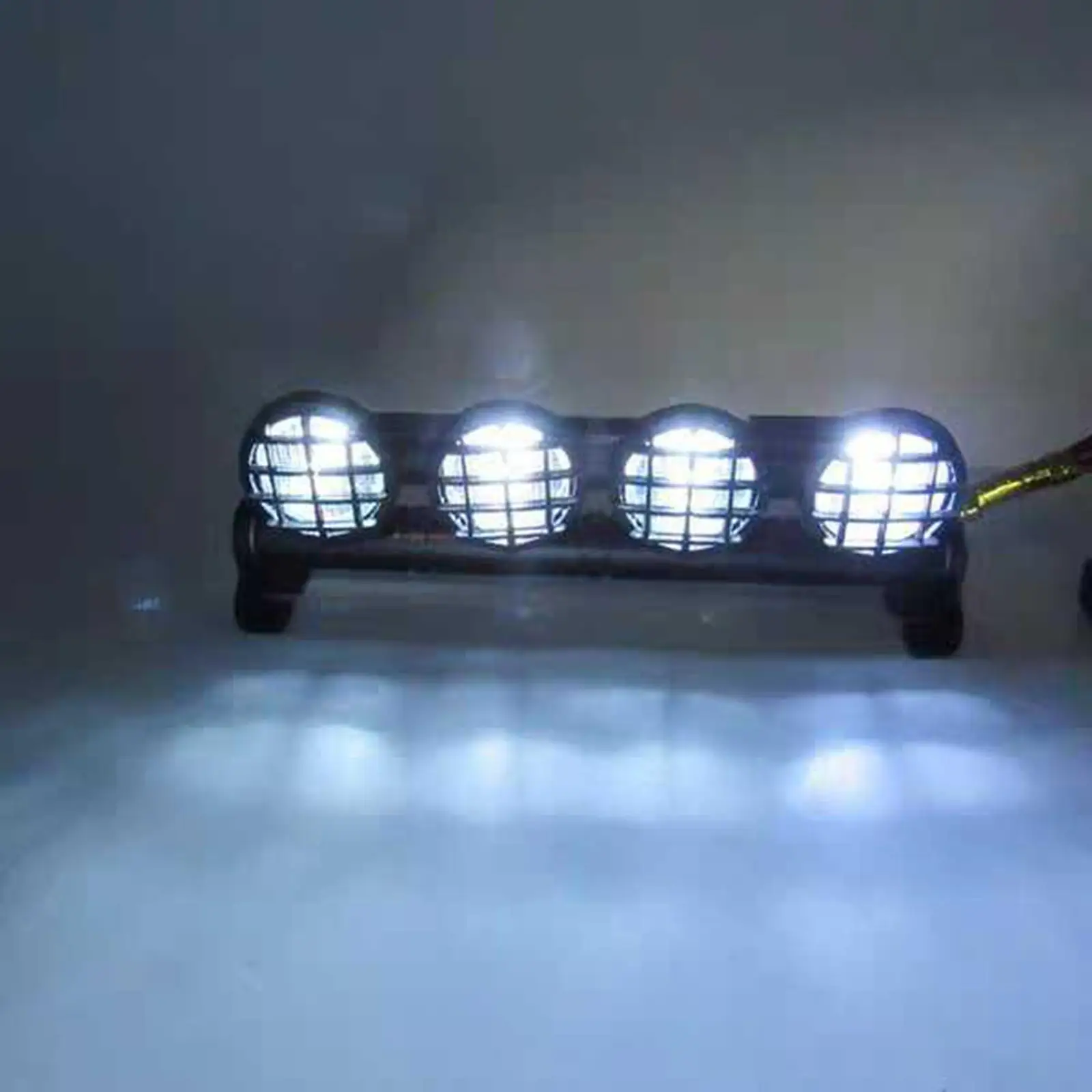 4 LEDs Light Bar Roof Lamp, Metal Multi Function White Light Spotlight for D90 D91 D99S RC Car 1/10 1/12 Scale Crawler Parts