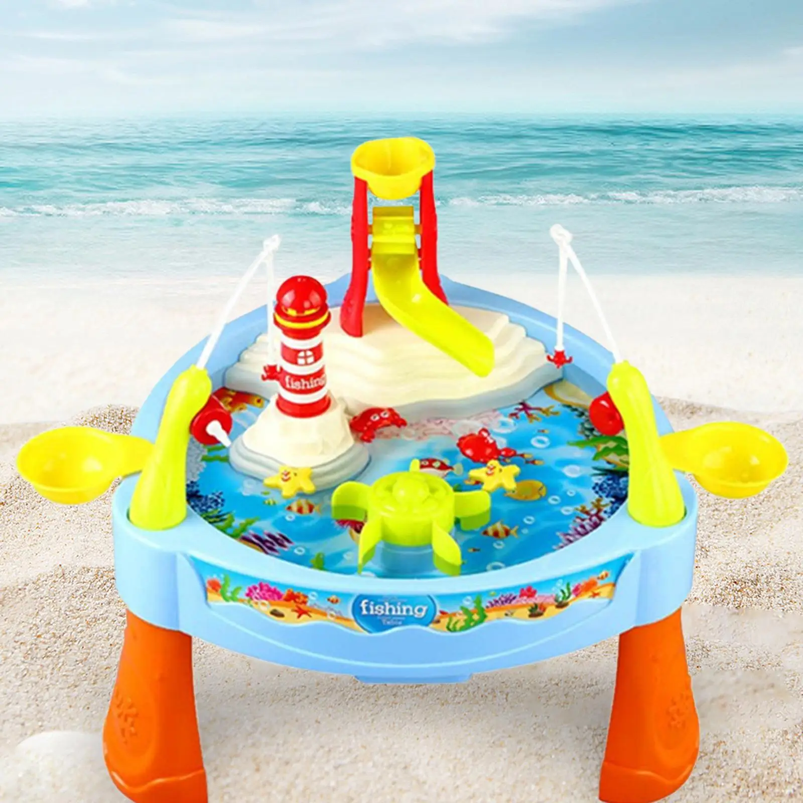 Kids Sand Water Table Toys Electronic Toy Fishing Set for Beach Outside Kids