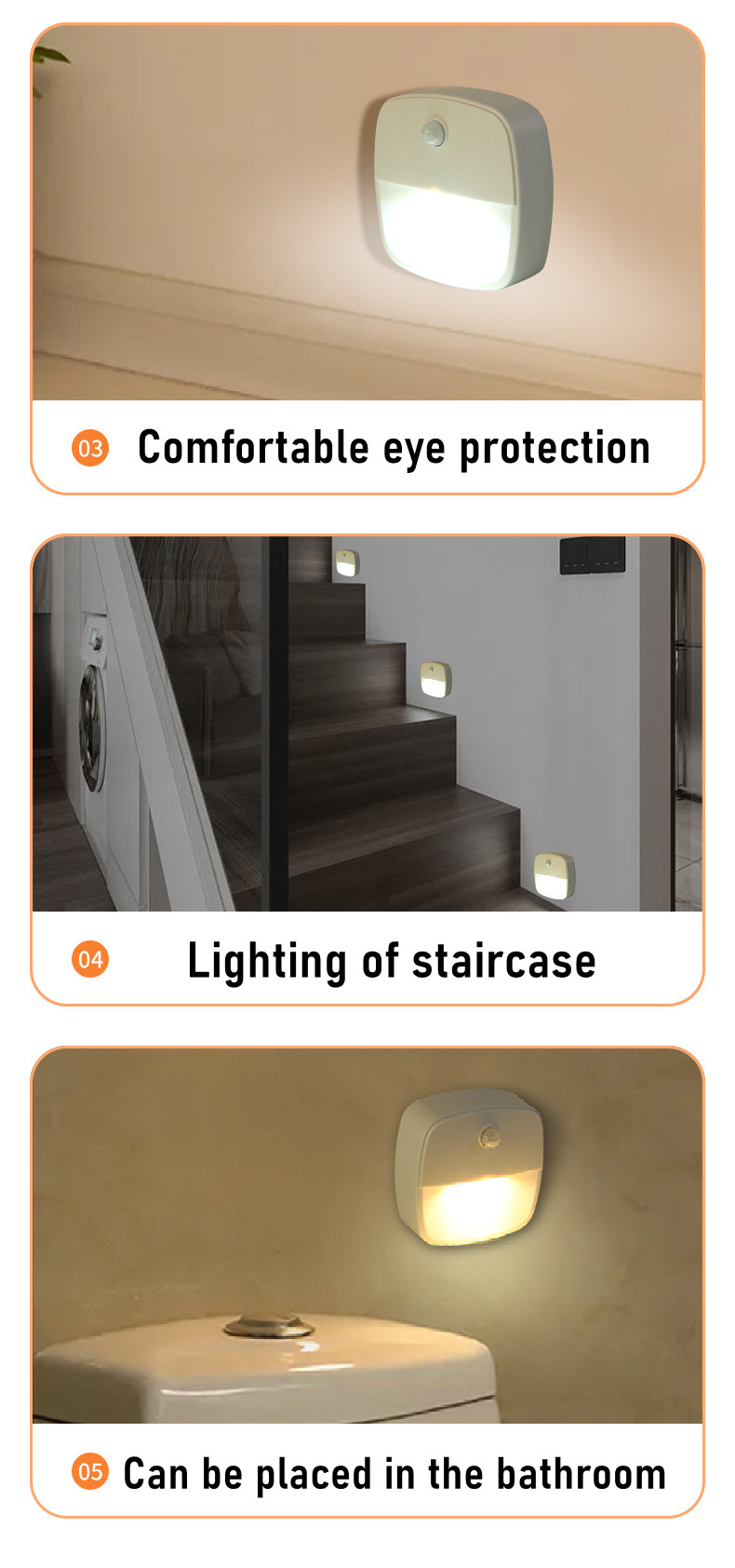 LED Night Light Cabinet Lights Smart Motion Sensor Light Wall Lamp for Home Aisle WC Hallway Stair Kitchen Bedroom Night Lamp