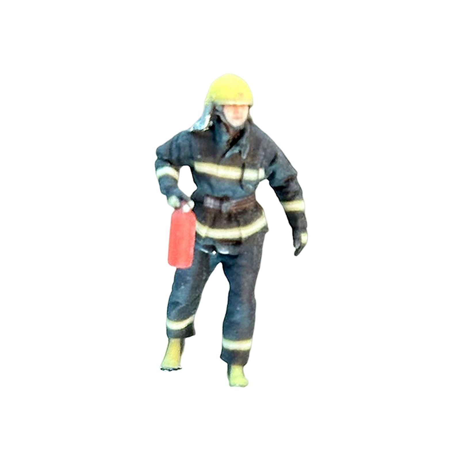 1/64 Resin Firefighter Figures Collectibles Miniature Model Model Trains People Figures for Micro Landscapes Diorama Decoration