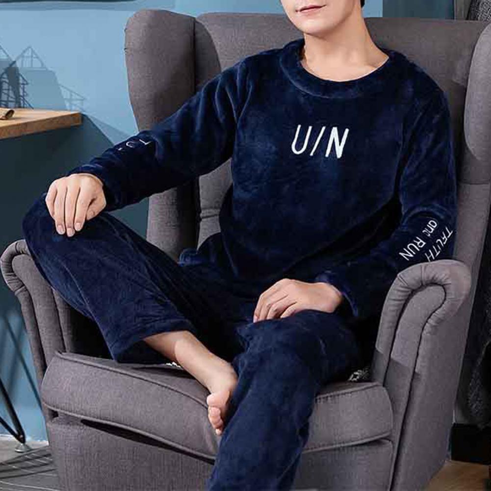 Title 10, 2 Pcs/Set Men Winter Pajamas Set Long Sleeve Th...